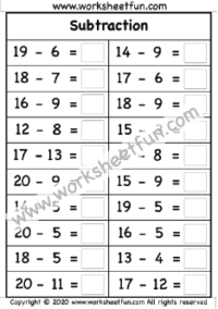 Subtraction Worksheets