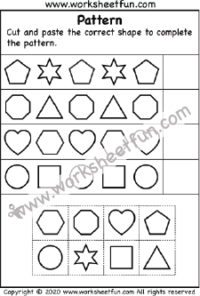 Shape Patterns – Cut and Paste – One Worksheet