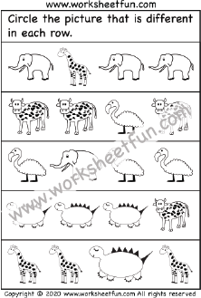 Same and Different – One Worksheet / FREE Printable Worksheets