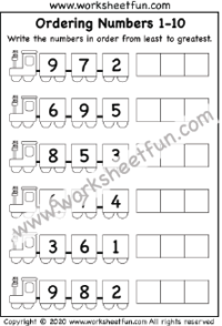 Ordering Numbers 1-10 – Two Worksheets