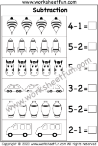 Subtraction Within 5 – Two Worksheets