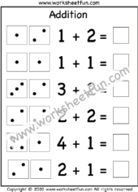 Addition Within 5 – Dice Addition – One Worksheet