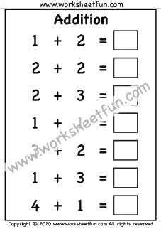 Addition Within 5 – One Worksheet / FREE Printable Worksheets