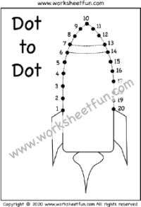 Dot to Dot – Tracing  – Numbers 1-20 – Rocket – One Worksheet