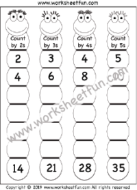 Skip Counting by 2, 3, 4, 5, 6, 7, 8, 9, 10, 11 and 12 – Three Worksheets