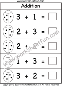 Addition Within 5 – Ladybug – One Worksheet / FREE Printable Worksheets